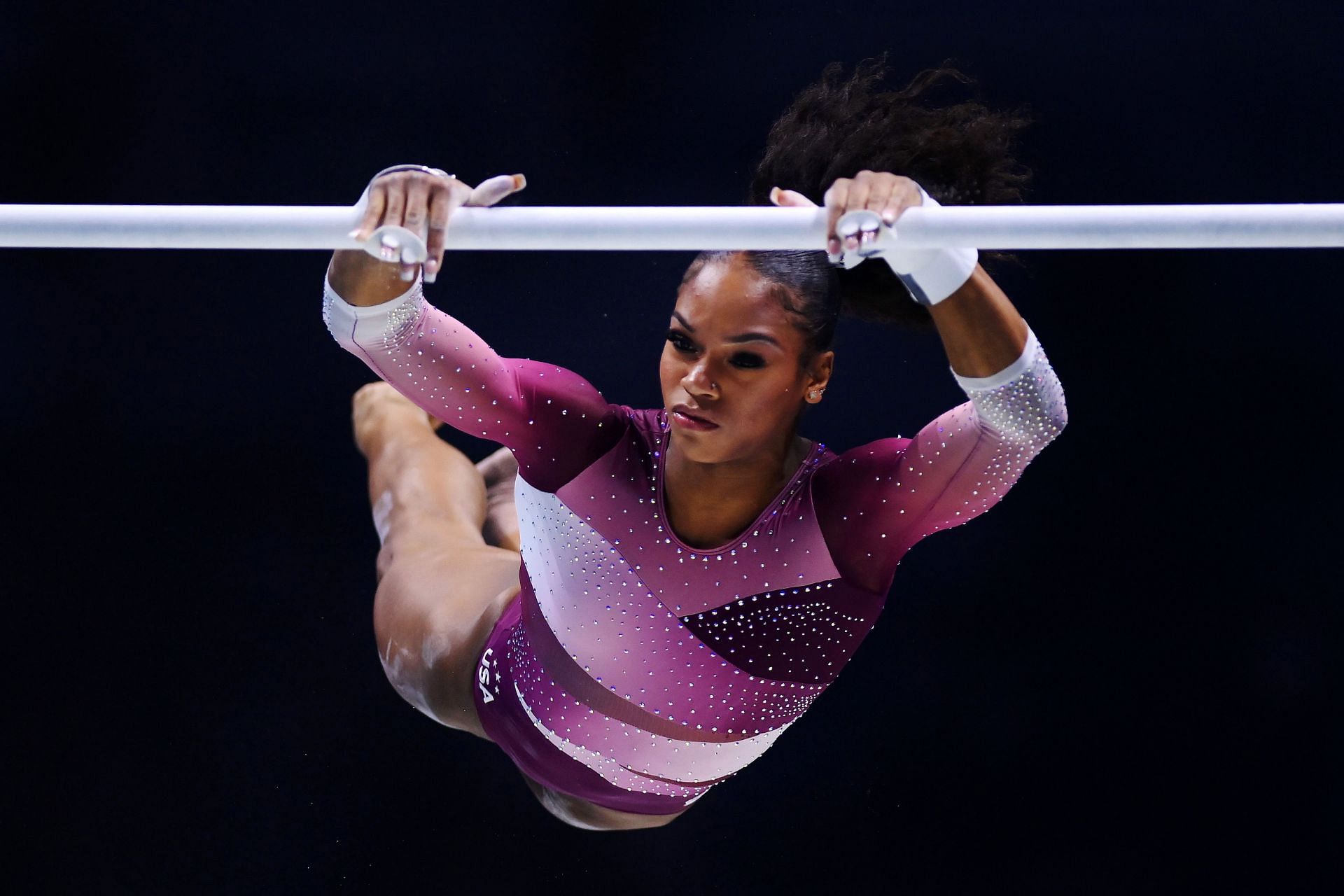 Jones performs for USA at the 2022 Gymnastics World Championships (Photo by Laurence Griffiths/Getty Images)