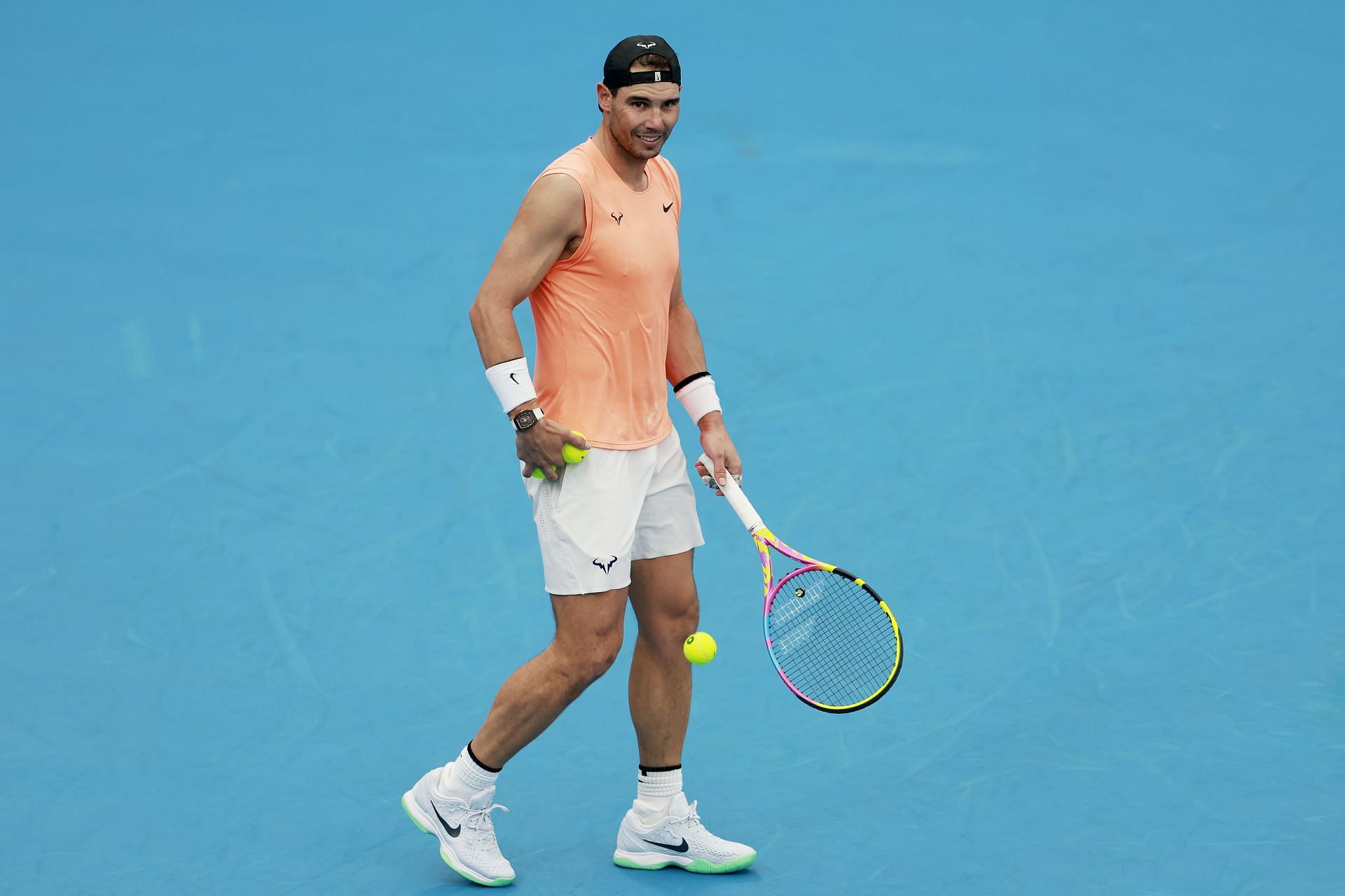 Rafael Nadal practicing in Sydney