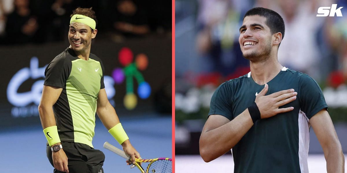 Rafael Nadal (L) &amp; Carlos Alcaraz (R)