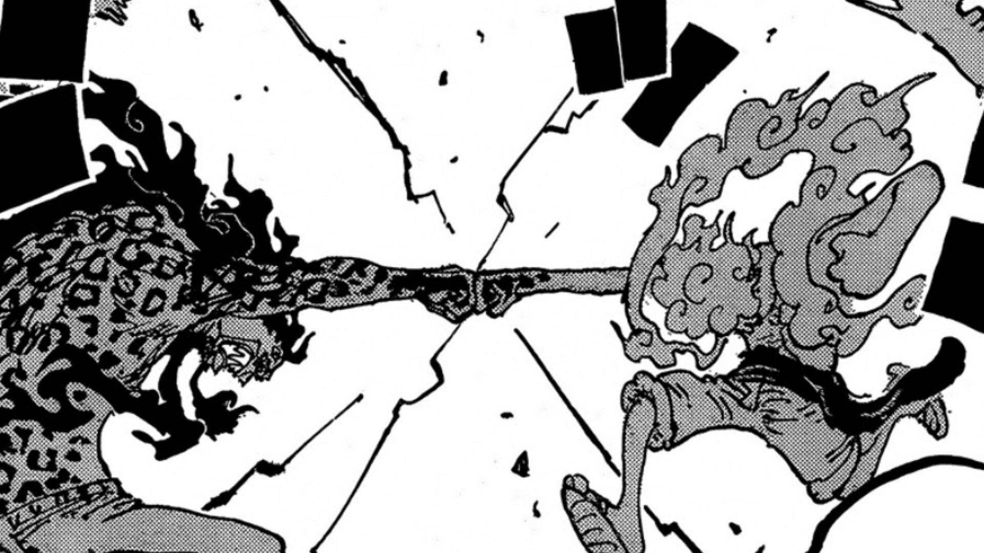 Luffy in Gear 5 vs Lucci (Image via Eiichiro Oda/Shueisha/Viz Media/One Piece)