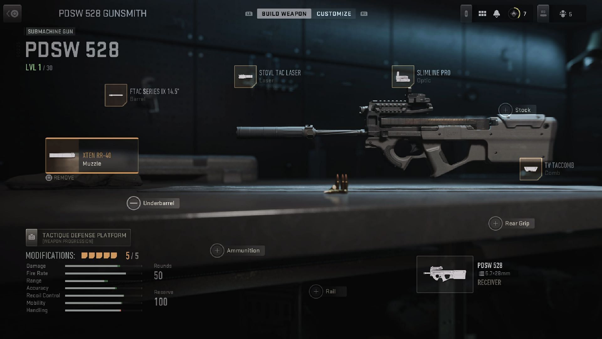 PDSW 528 Loadout in MW2 (Image via Activision)