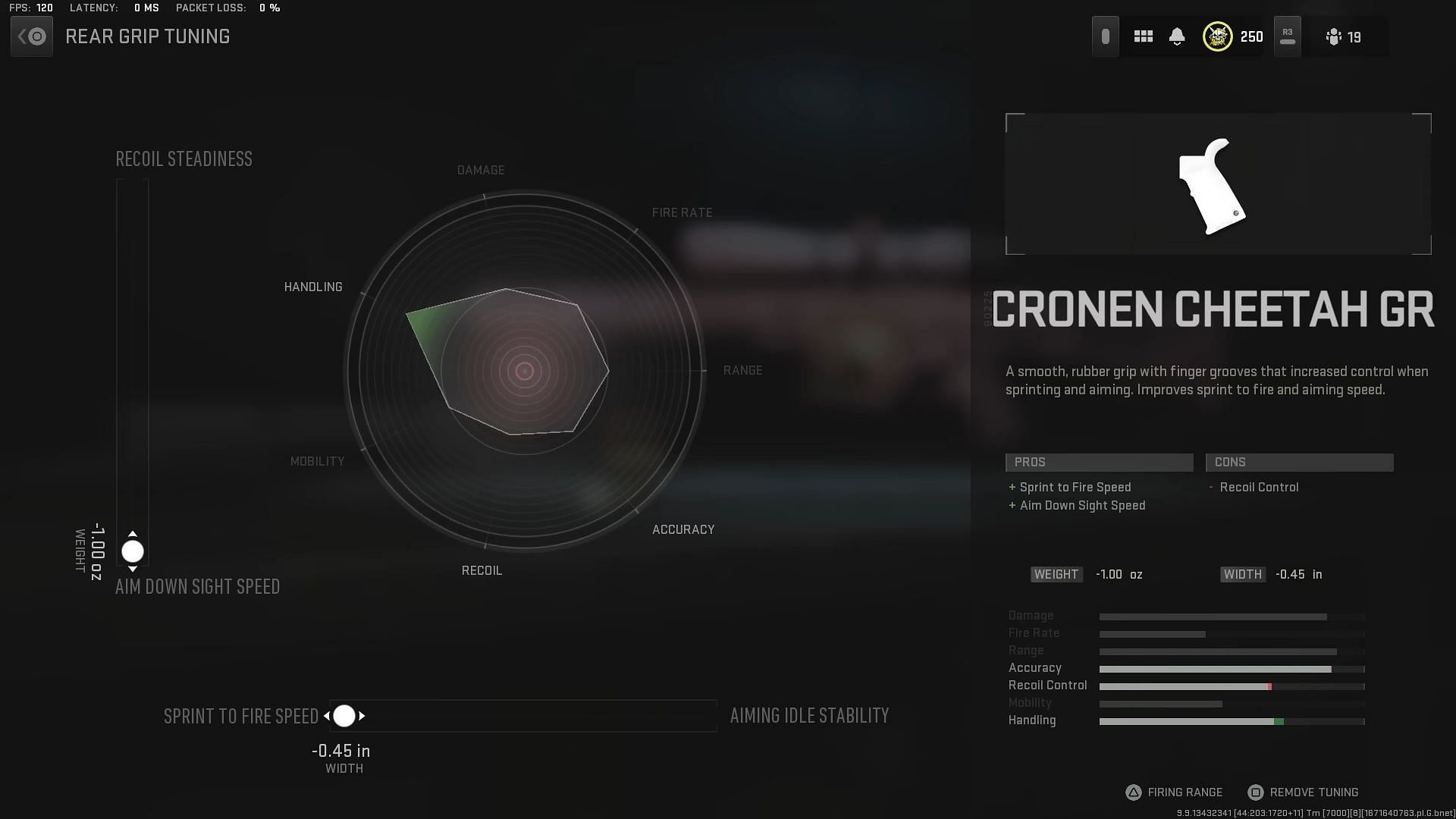 Tuning for the Cronen Cheetah Grip Warzone 2 (Image via Activision and YouTube/Faze Testy)