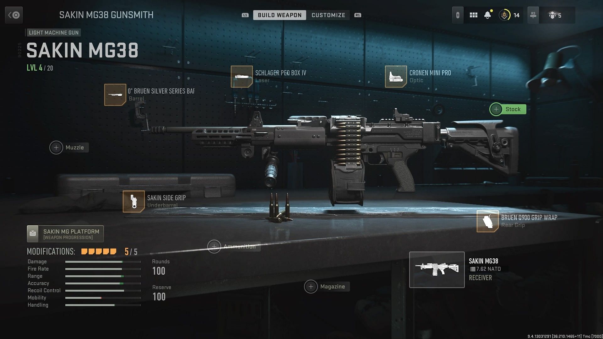 SAKIN MG38 Loadout in MW2 (Image via Activision)