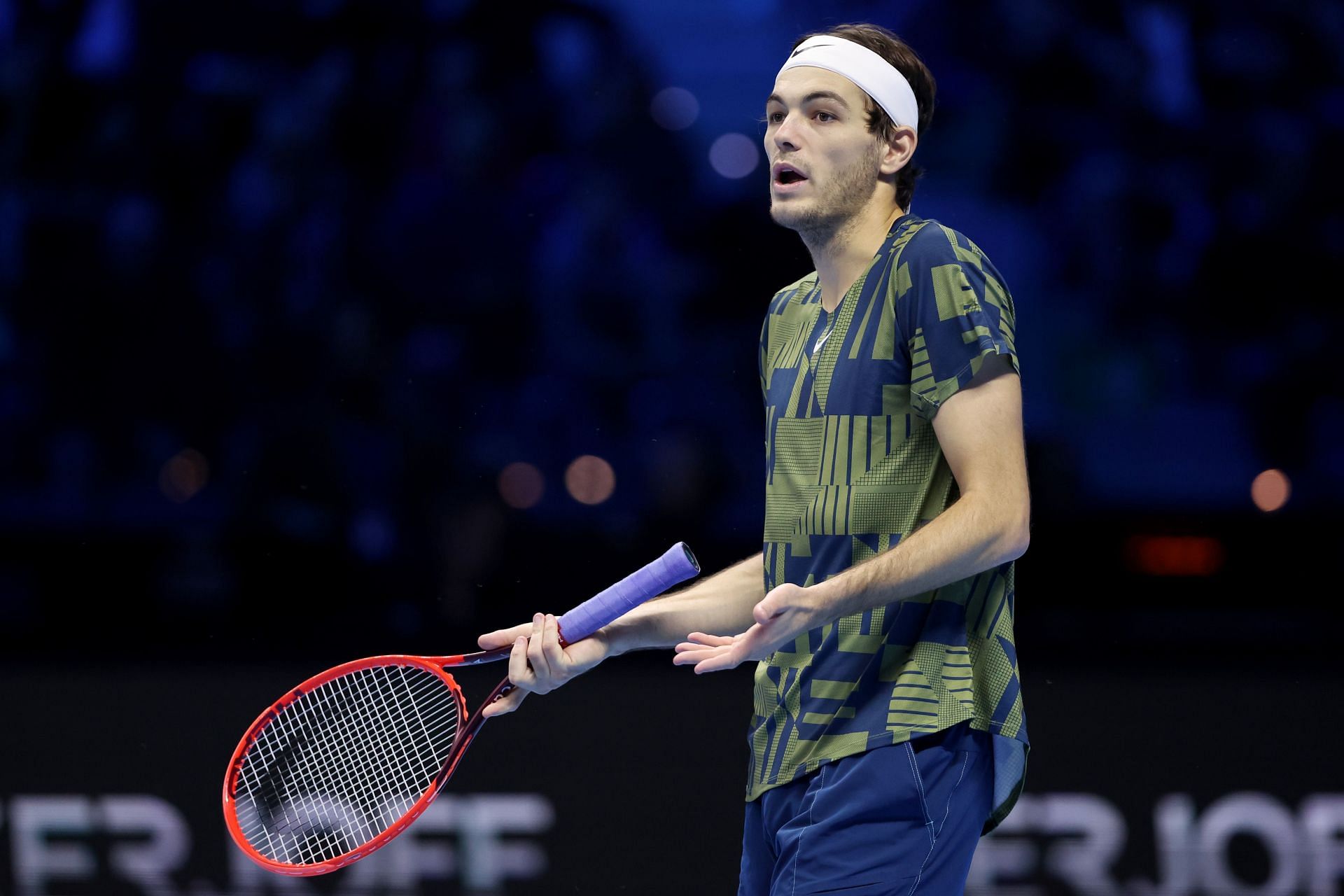 Taylor Fritz in action at the 2022 Nitto ATP Finals.