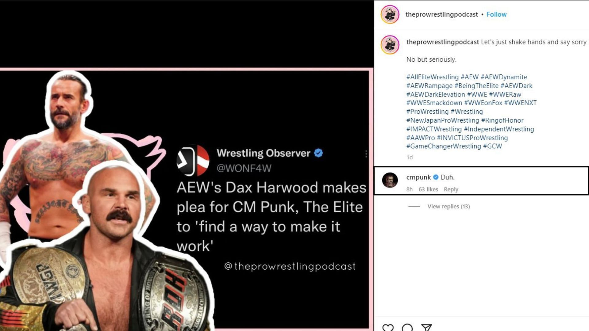 CM Punk&#039;s reply to Dax Harwood&#039;s comment