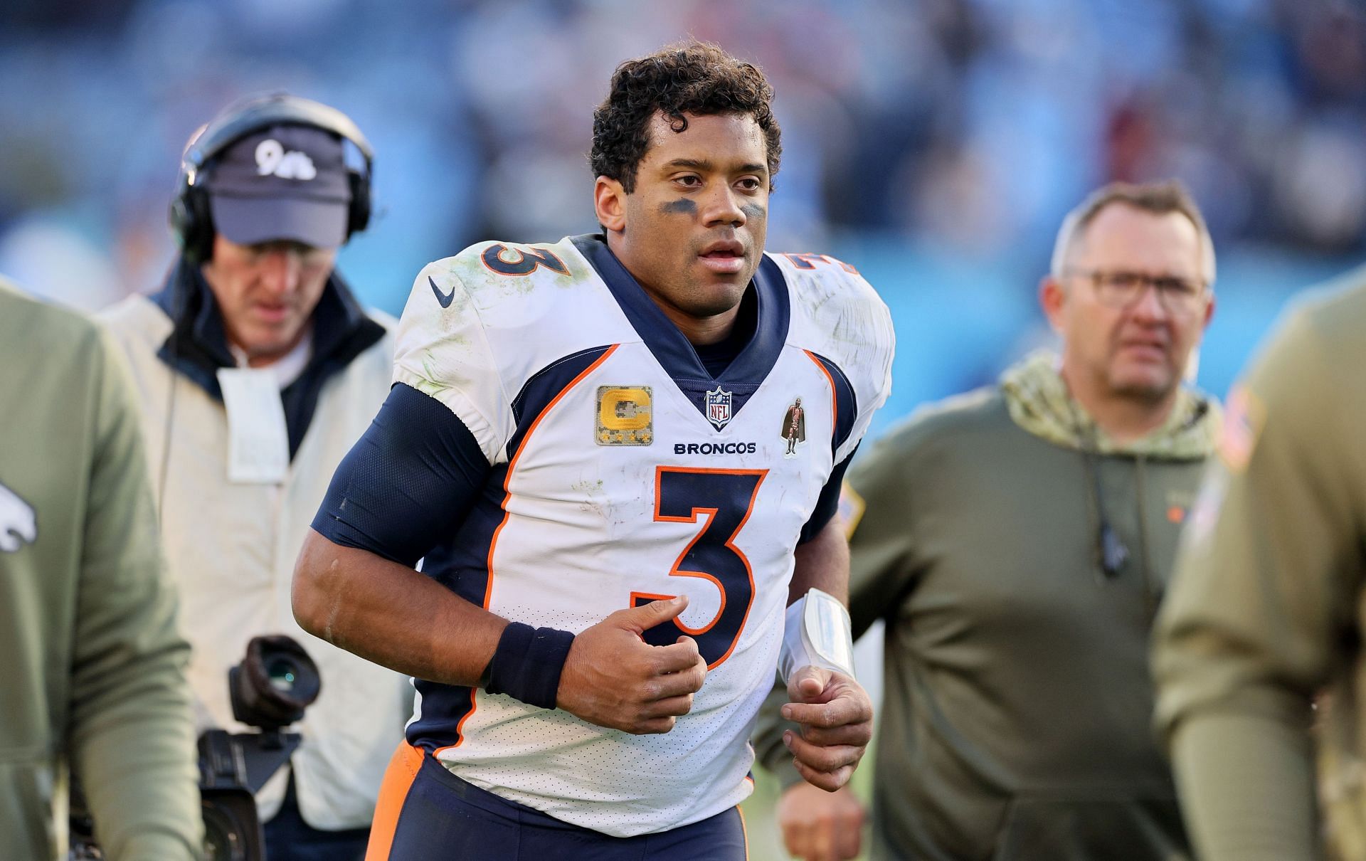 Russell Wilson at Denver Broncos v Tennessee Titans