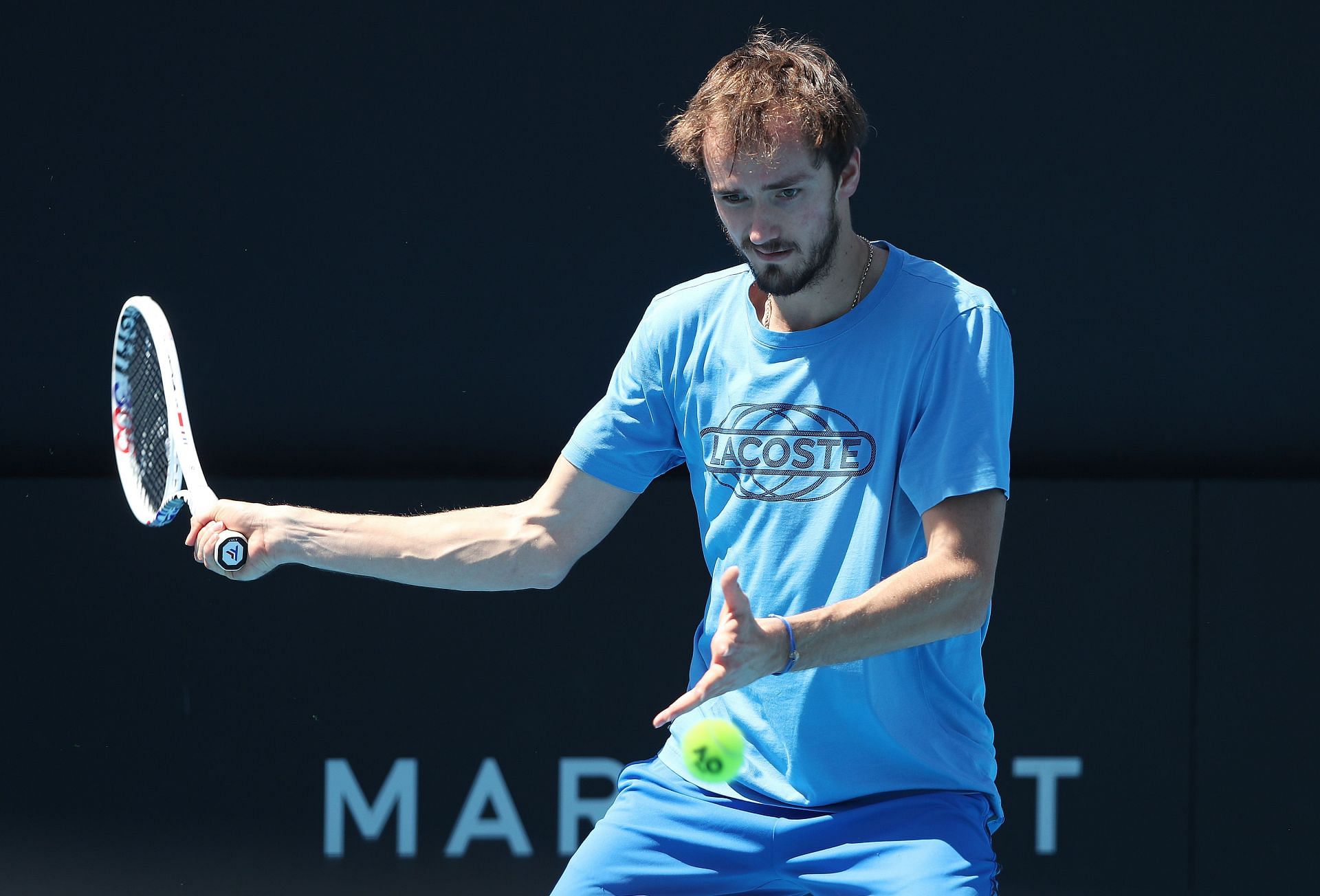 Medvedev during a practice session ahead of the 2023 Adelaide International
