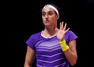 Caroline Garcia during a match at the World Tennis League