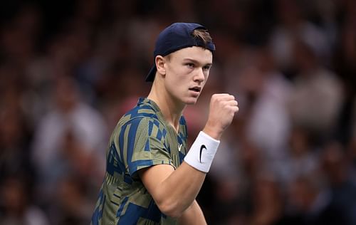 Holger Rune pictured at the 2022 Rolex Paris Masters.