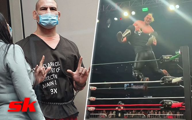 WATCH: Cain Velasquez lands powerbomb to score the pin for first wrestling match since release from prison