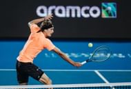 Alexander Zverev in action at the 2022 Diriyah Tennis Cup