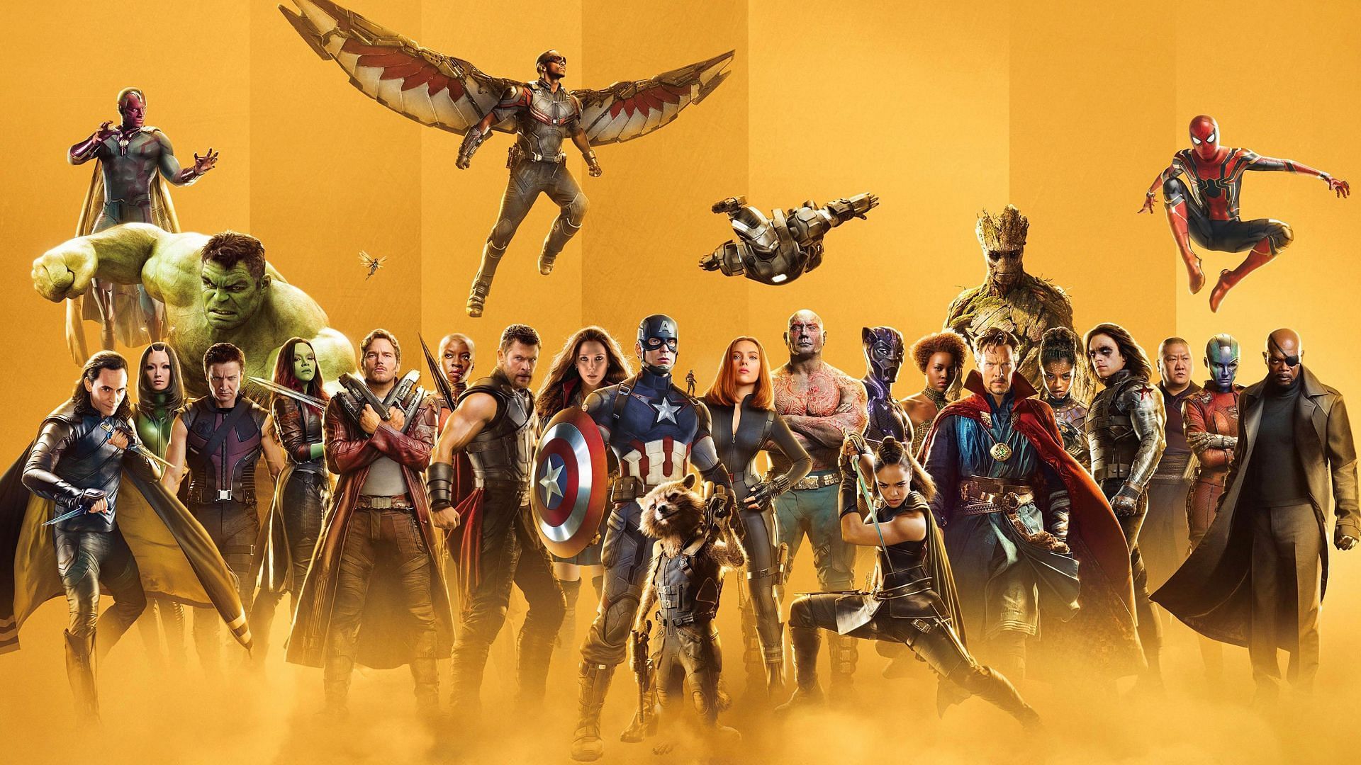 Marvel heroes from Phases 1 to 3 in a poster for Marvel Studios: 10 Year Celebration (Image via Marvel Studios)