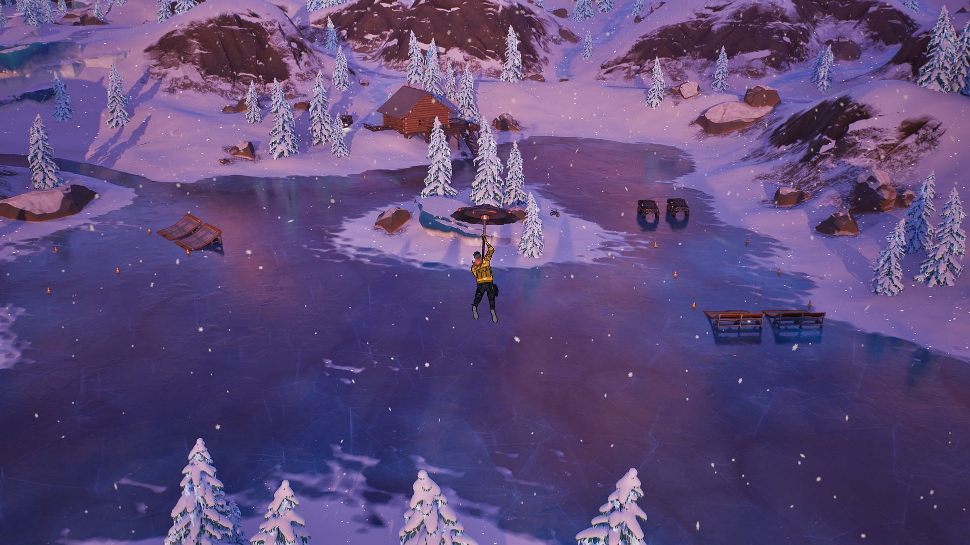 Try to land as soon as possible to gain momentum (Image via Epic Games/Fortnite)