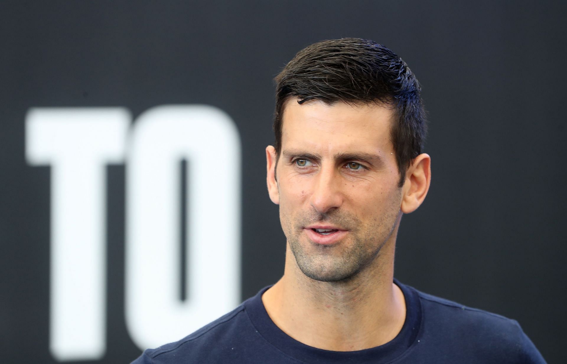Novak Djokovic pictured at the 2023 Adelaide International.