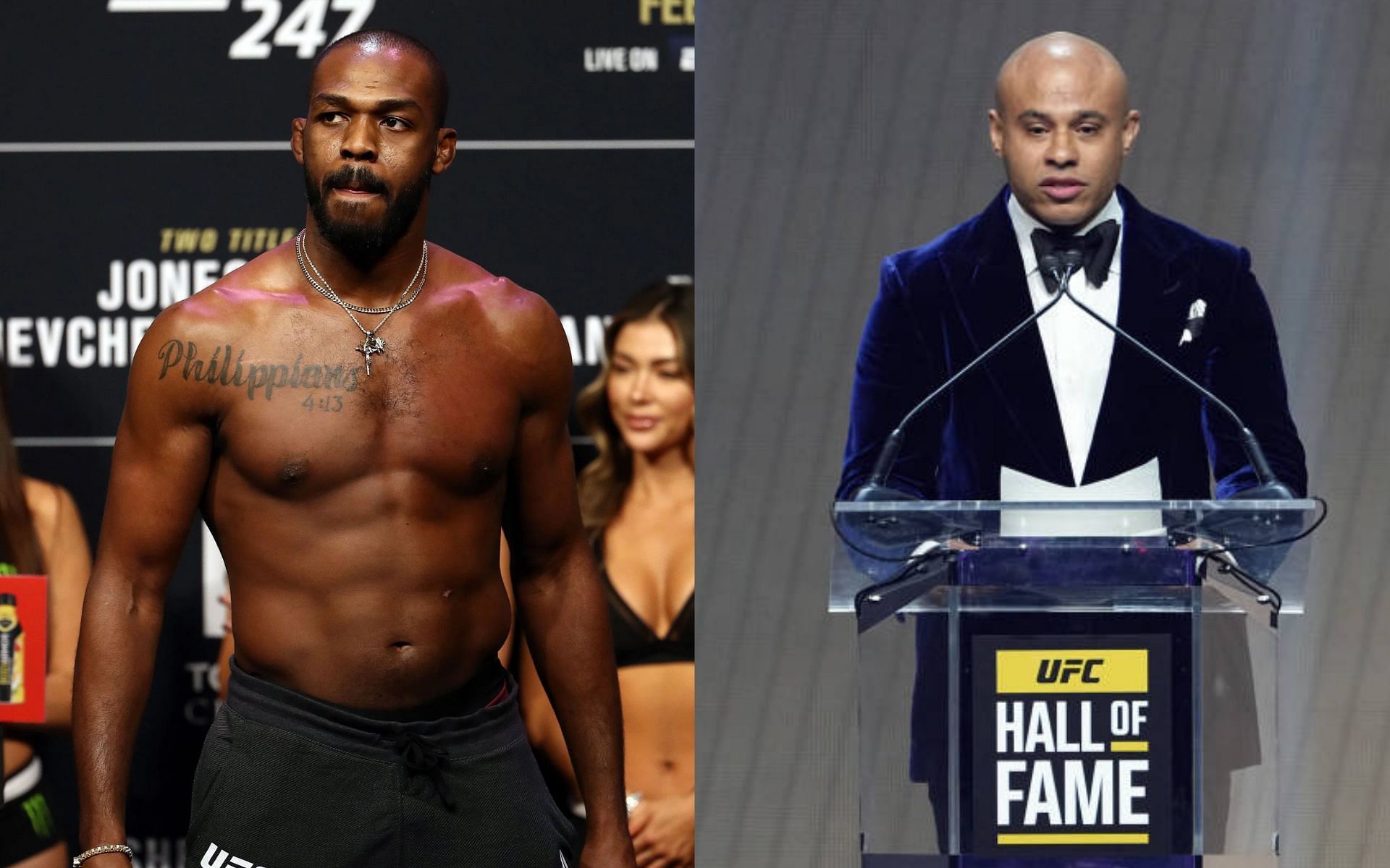 Jon Jones (left) and Ali Abdelaziz (right)