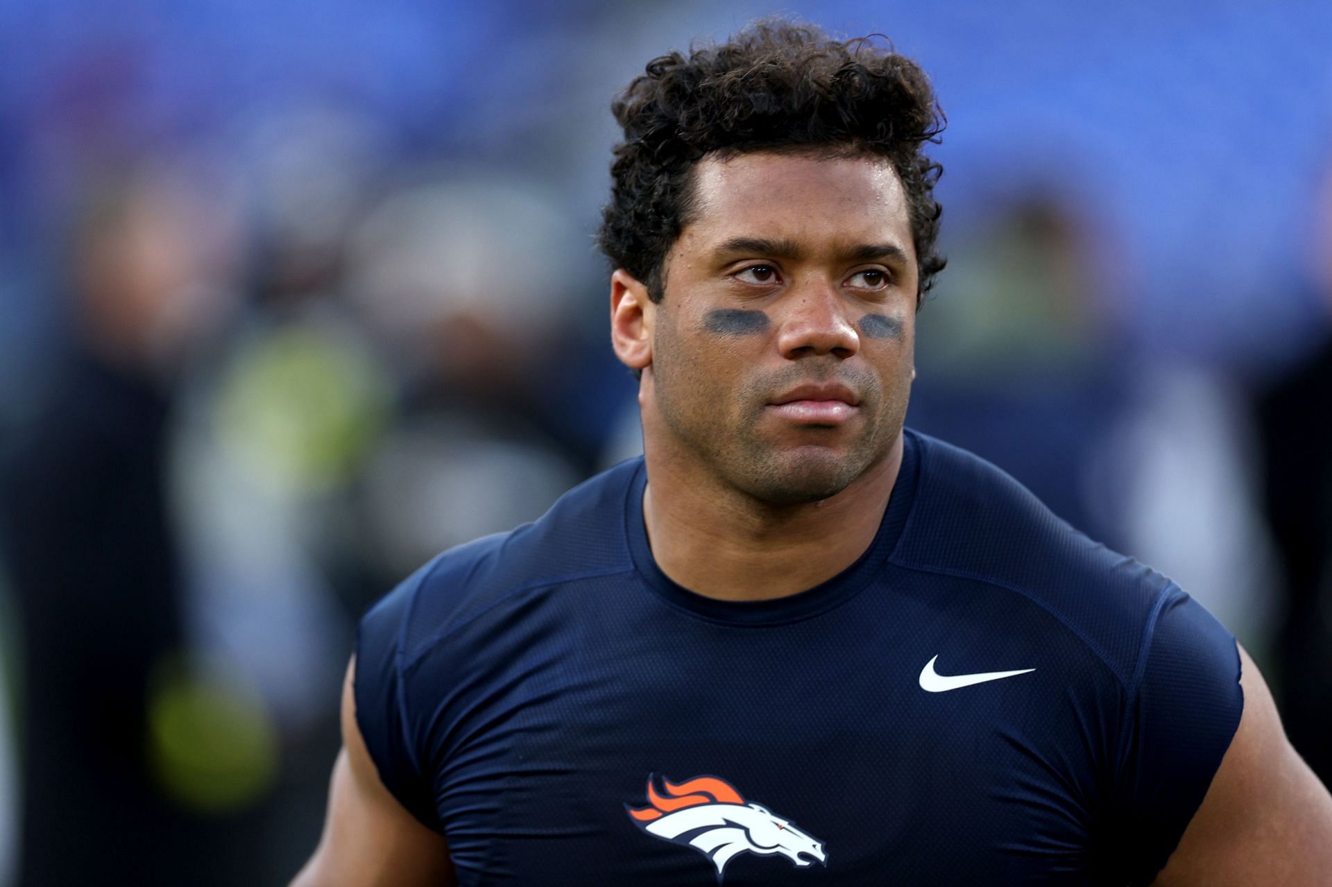 Russell Wilson at the Denver Broncos v Baltimore Ravens game