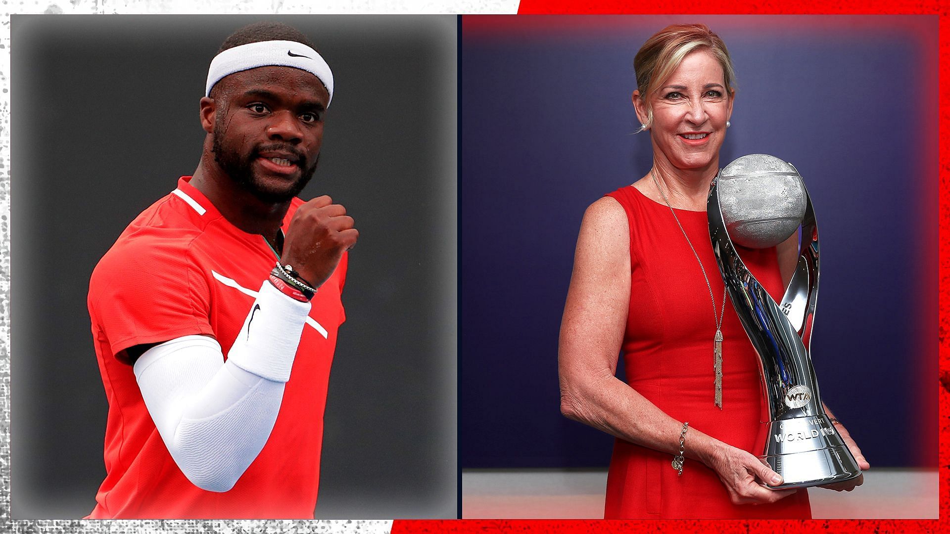 Frances Tiafoe (L) and Chris Evert (R)