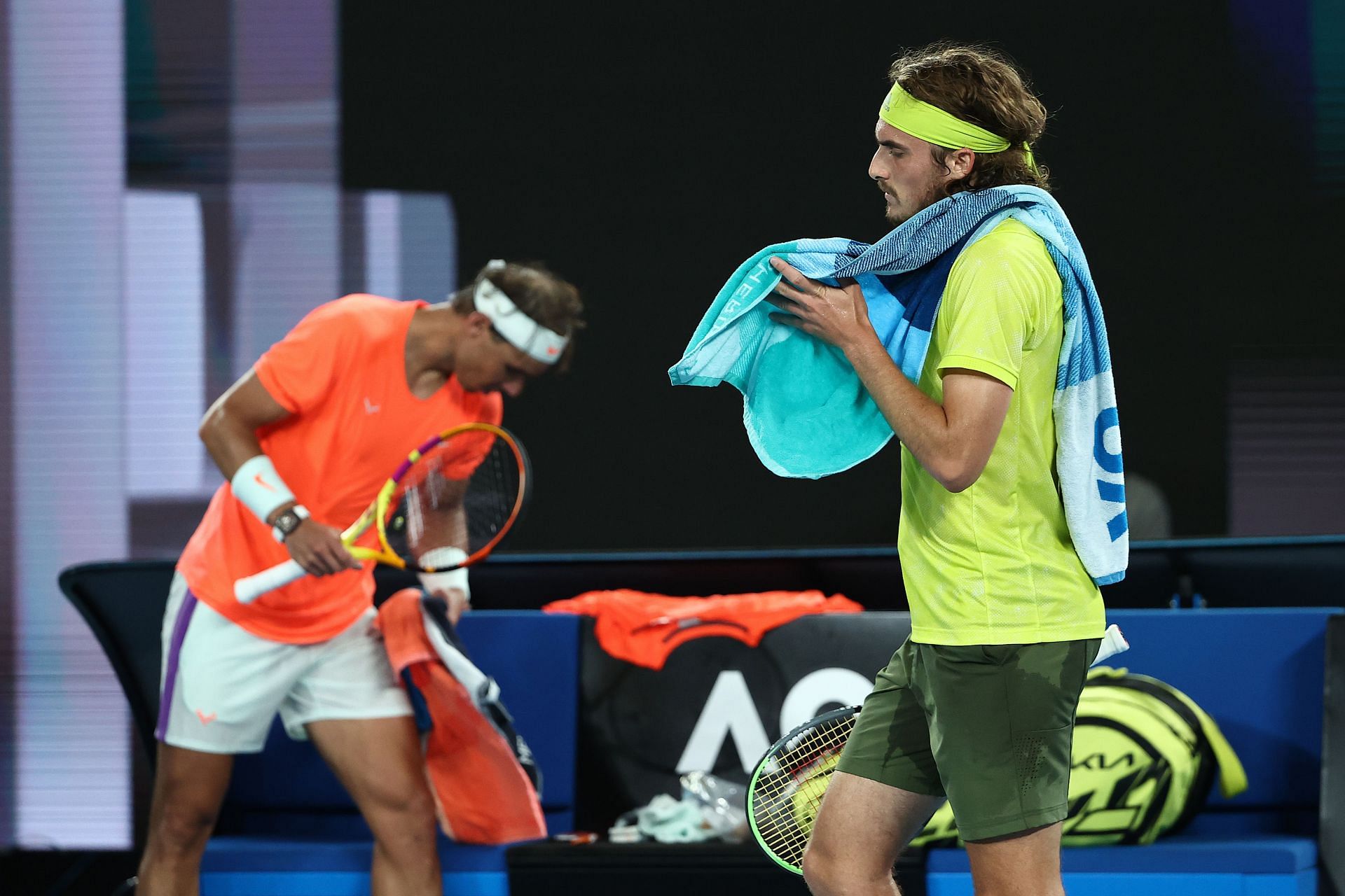 Rafael Nadal and Stefanos Tsitsipas at the 2021 Australian Open