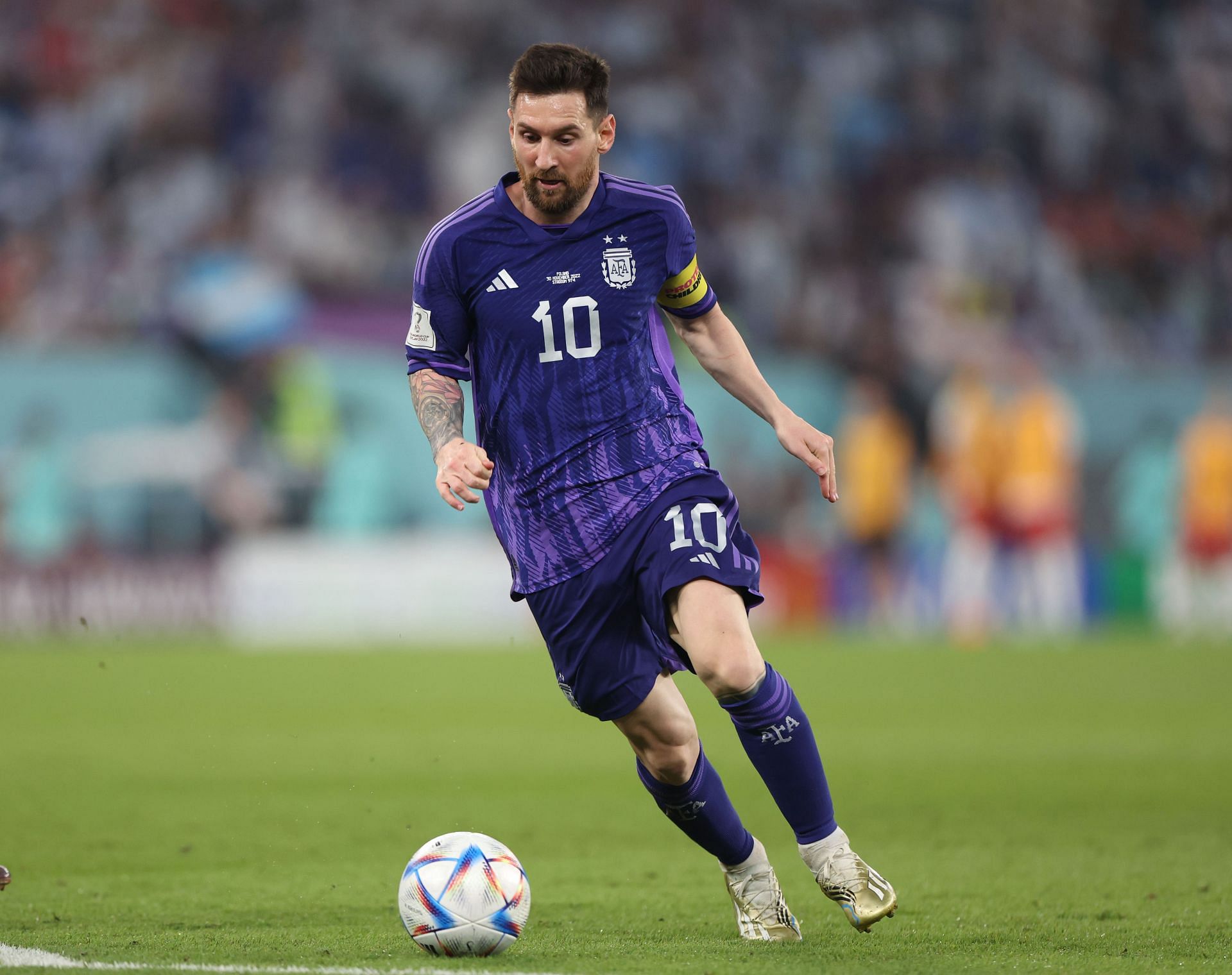 Messi in action against Poland : Group C - FIFA World Cup Qatar 2022