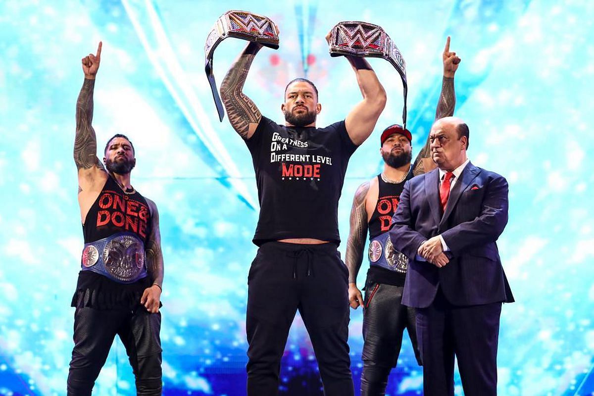 The Usos and Paul Heyman are Bloodline members alongside leader Roman Reigns