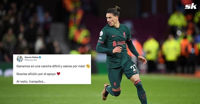 "Thanks for the support" - Liverpool superstar Darwin Nunez sends message to fans after chaotic performance against Aston Villa