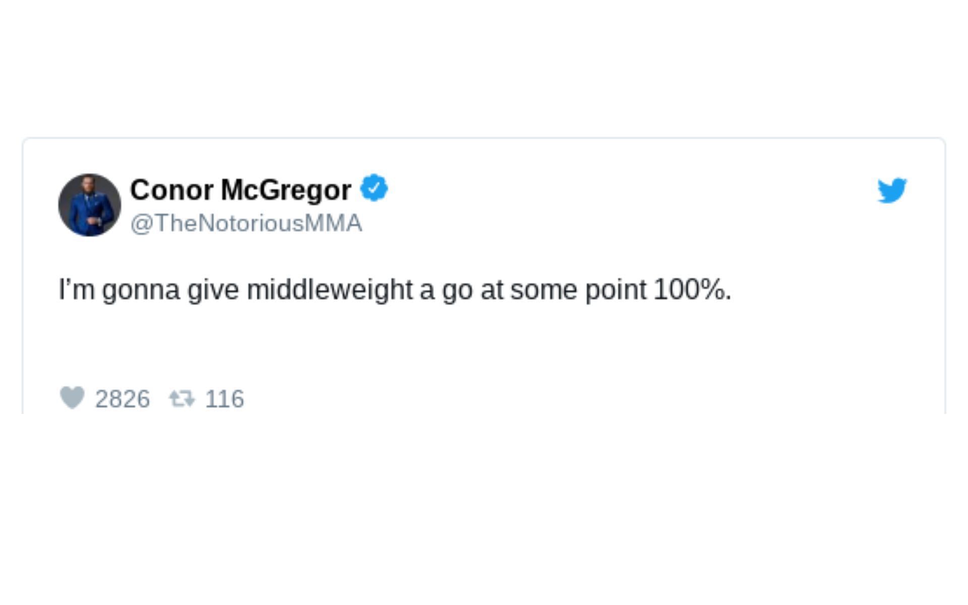 Conor McGregor&#039;s deleted tweet