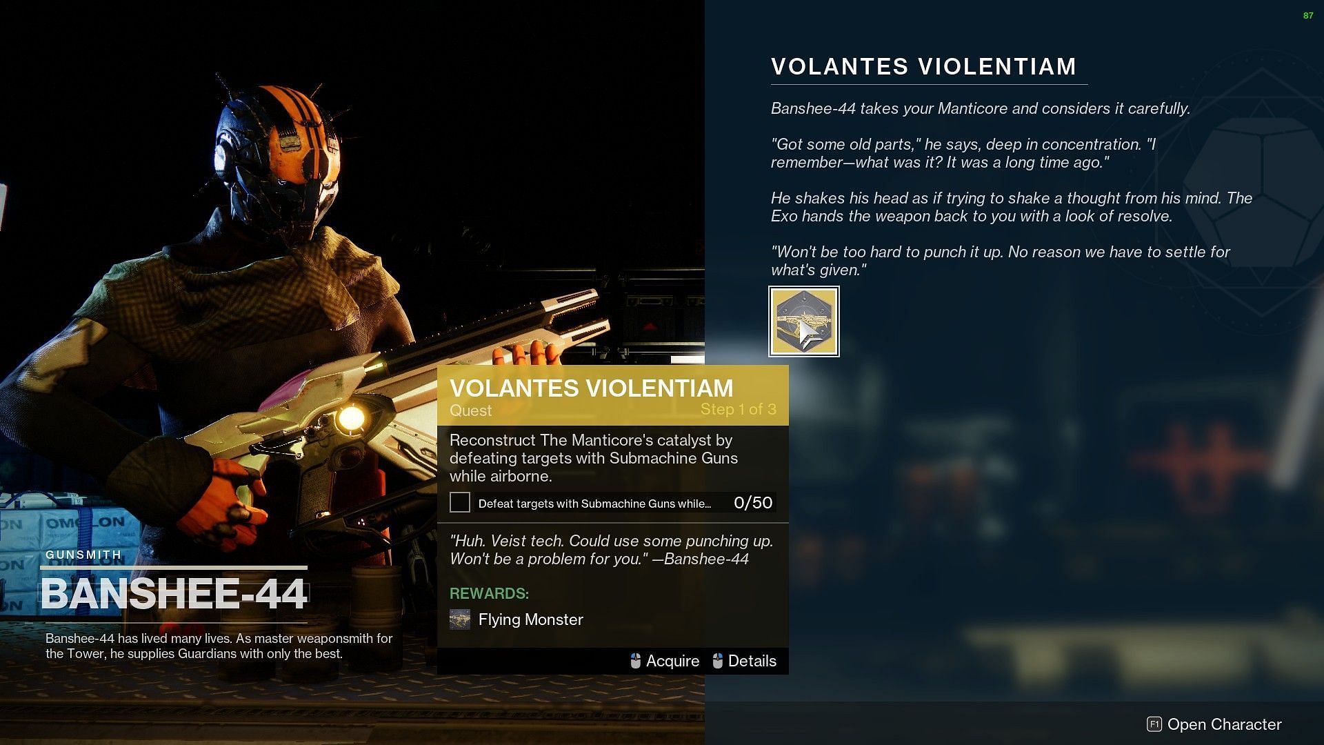 Volantes Violentiam Exotic catalyst (Image via Destiny 2)