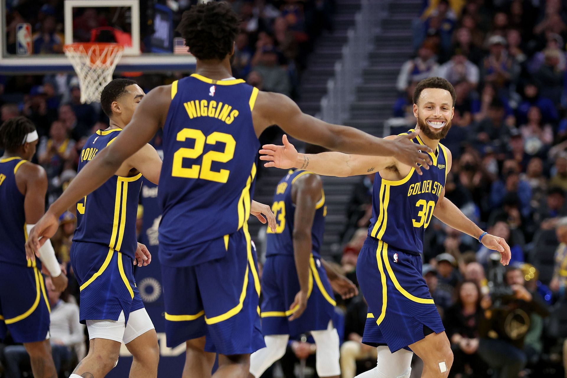 Golden State Warriors stars Andrew Wiggins and Steph Curry