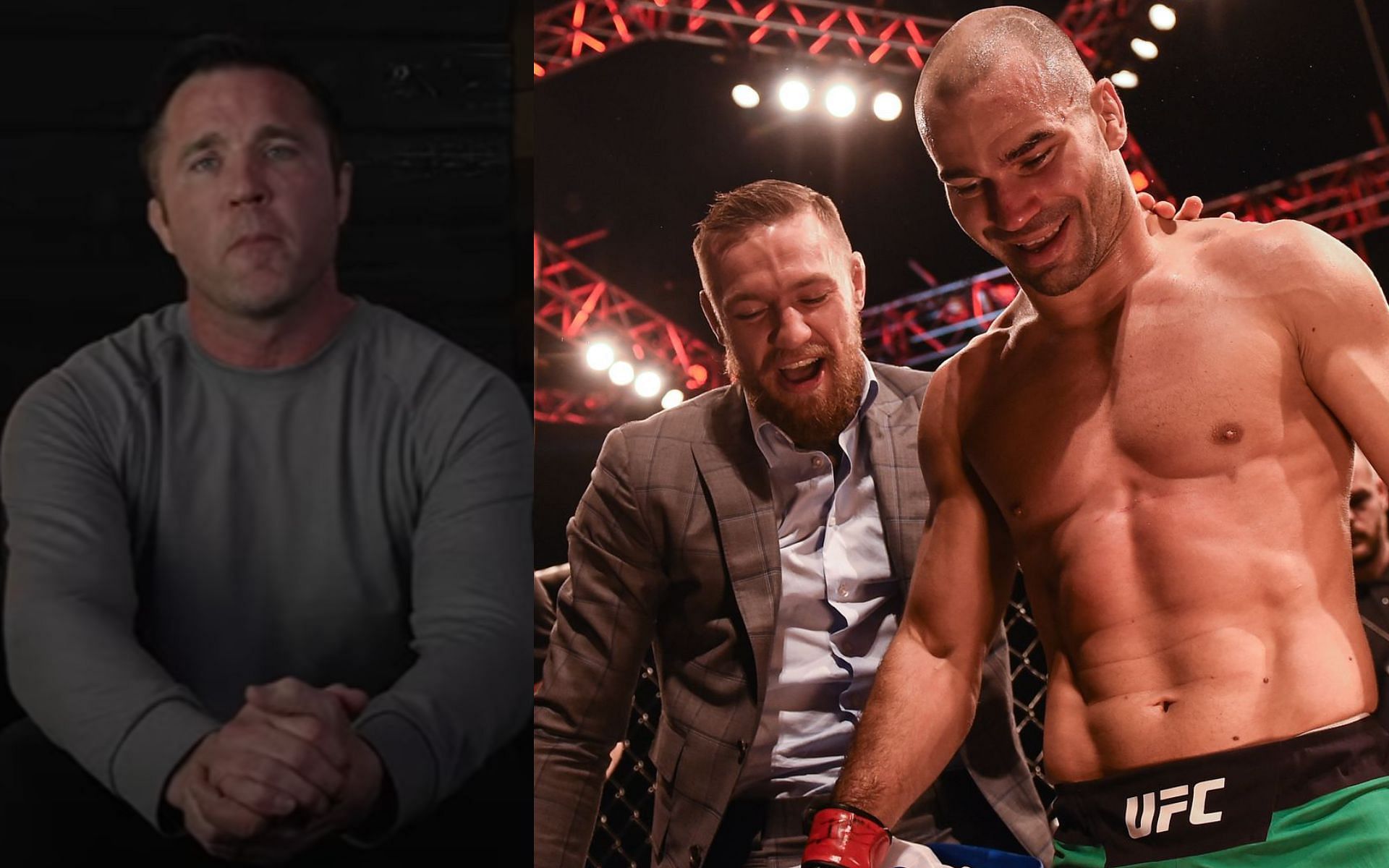 Chael Sonnen (left) and Conor McGregor and Artem Lobov (right). [Images courtesy: left image from YouTube Chael Sonnen and right image from Getty Images]