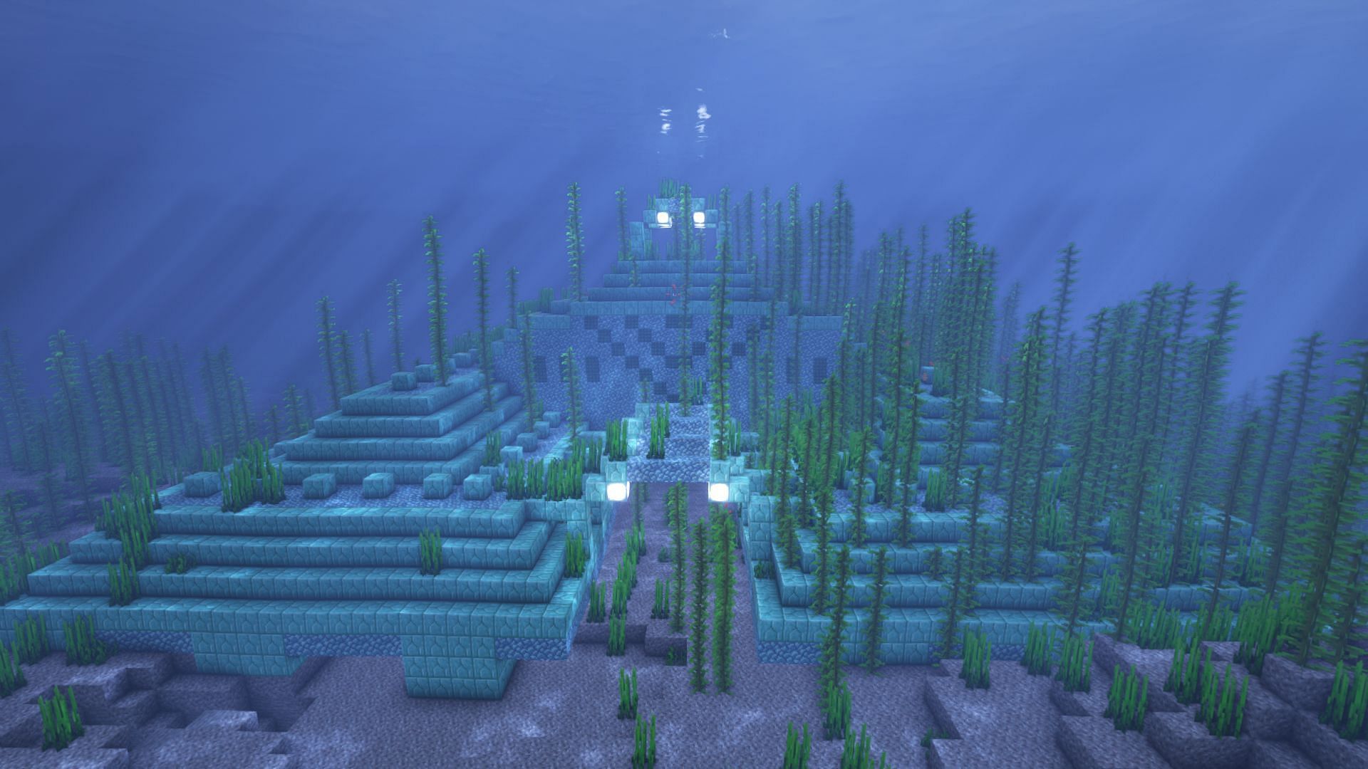 An ocean monument in the game (Image via Mojang)