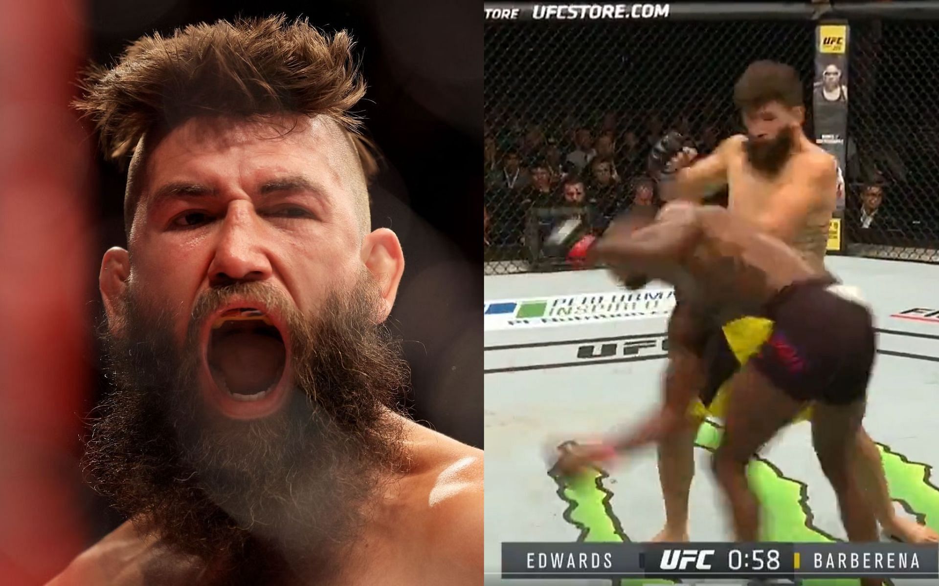 Bryan Barberena (left) and Barberena vs. Leon Edwards (right) [Image courtesy: @Sa_Gwang on Twitter]