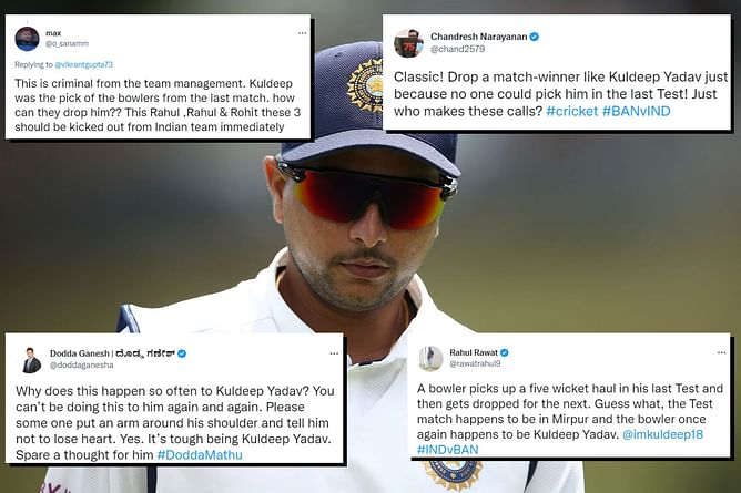 “Why does this happen so often to Kuldeep Yadav?” - Twitterati lash out at Team India after spinner is dropped for 2nd Test vs Bangladesh