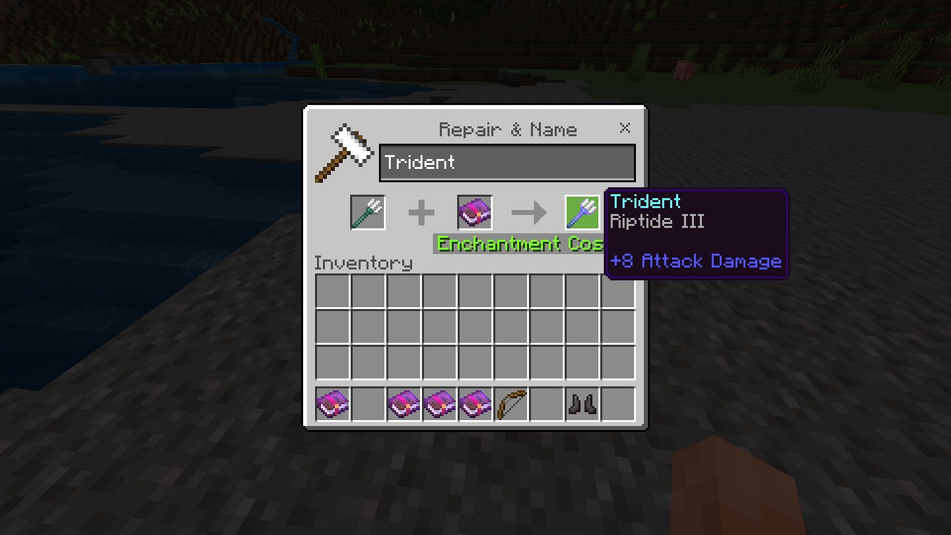Riptide allows players to propel themselves with the thrown trident in the game (Image via Mojang)