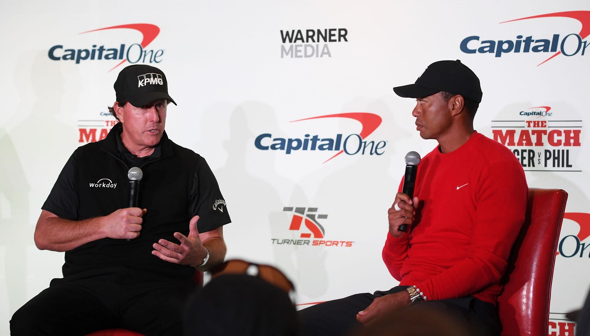 Phil Mickelson and Tiger Woods at The Match press conference (Image via Harry How/Getty Images for The Match)