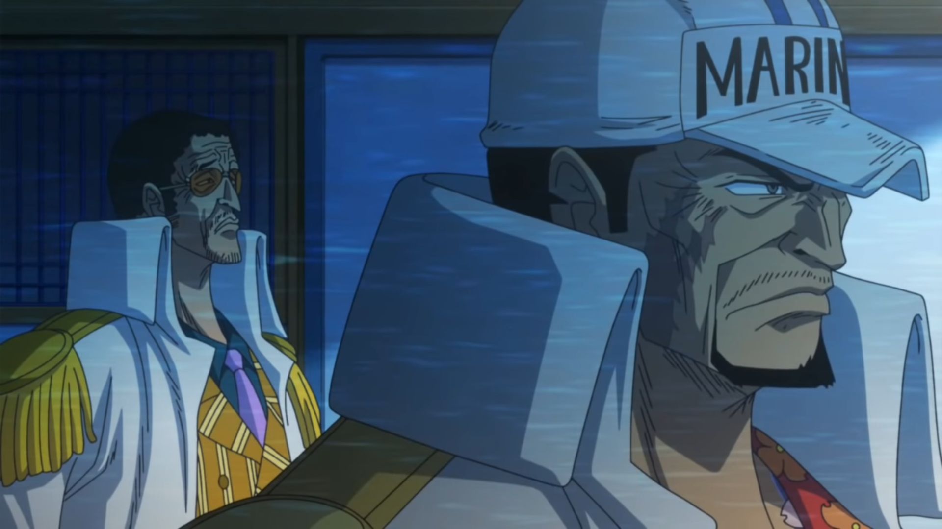 Akainu (right) and Kizaru (left) as seen in the series&#039; anime (image via Toei Animation)