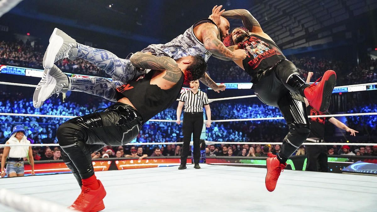 The Usos prevailed against Hit Row