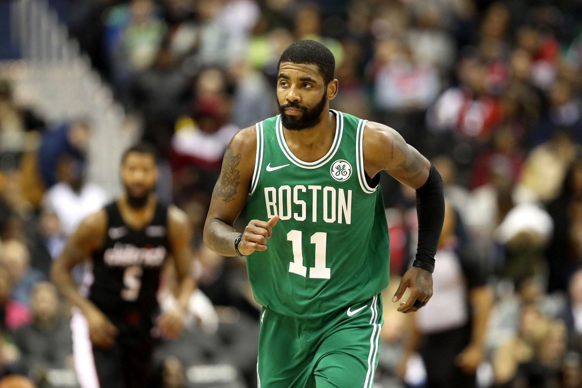 Kyrie Irving with the Boston Celtics in 2018.
