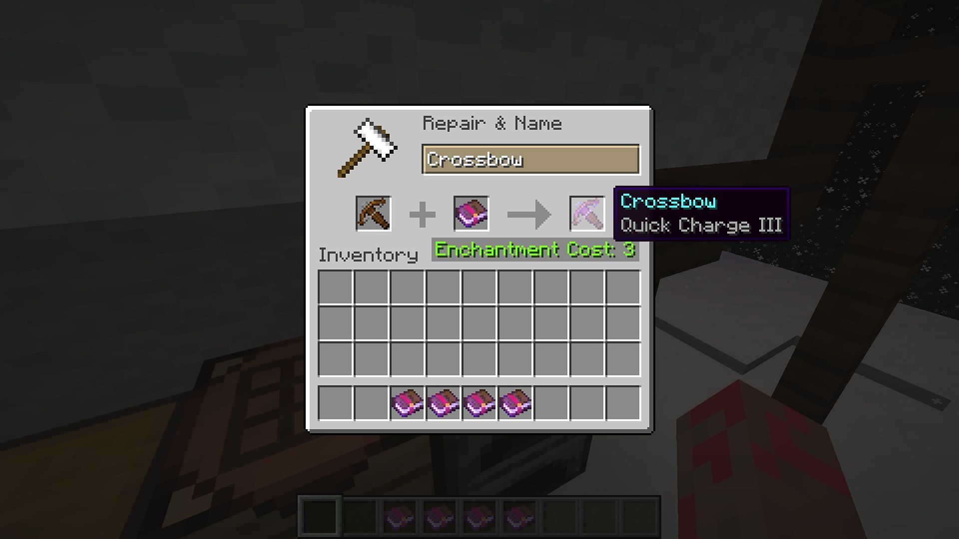 Quick Charge enchantment in Minecraft decreases reload time for crossbows (Image via Mojang)