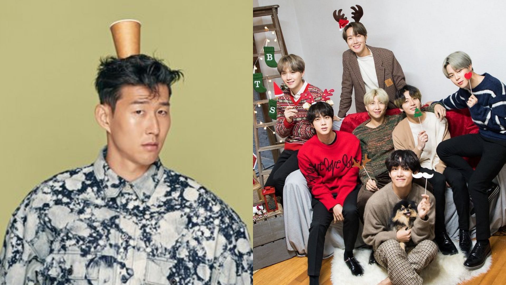 Son Heung-min and BTS are top two advertisment models for December 2022 (Image via Twitter/@haettps @paxtannie)