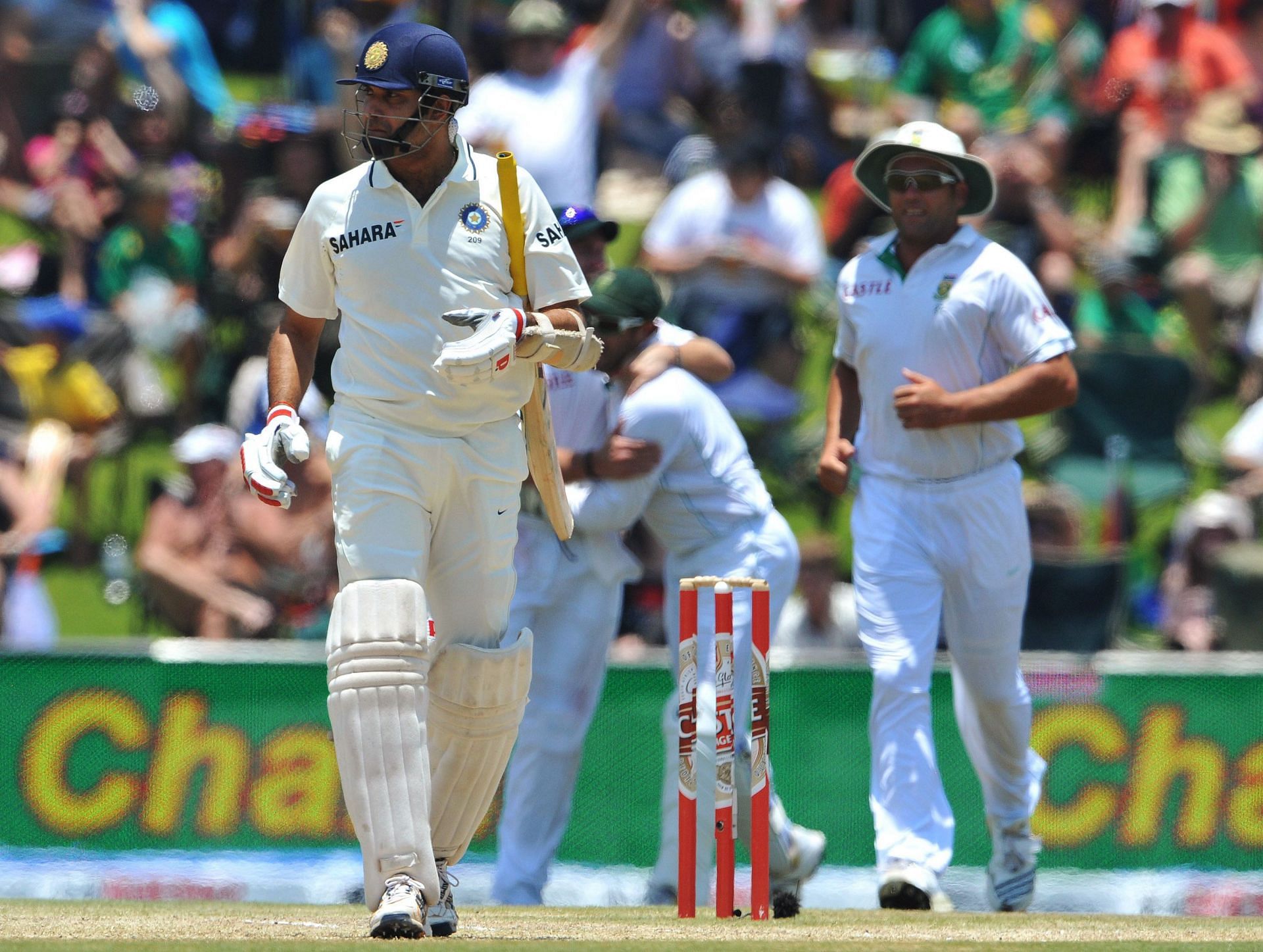 VVS Laxman walks back after being dismissed in the 2010 Centurion Test. Pic: Getty Images