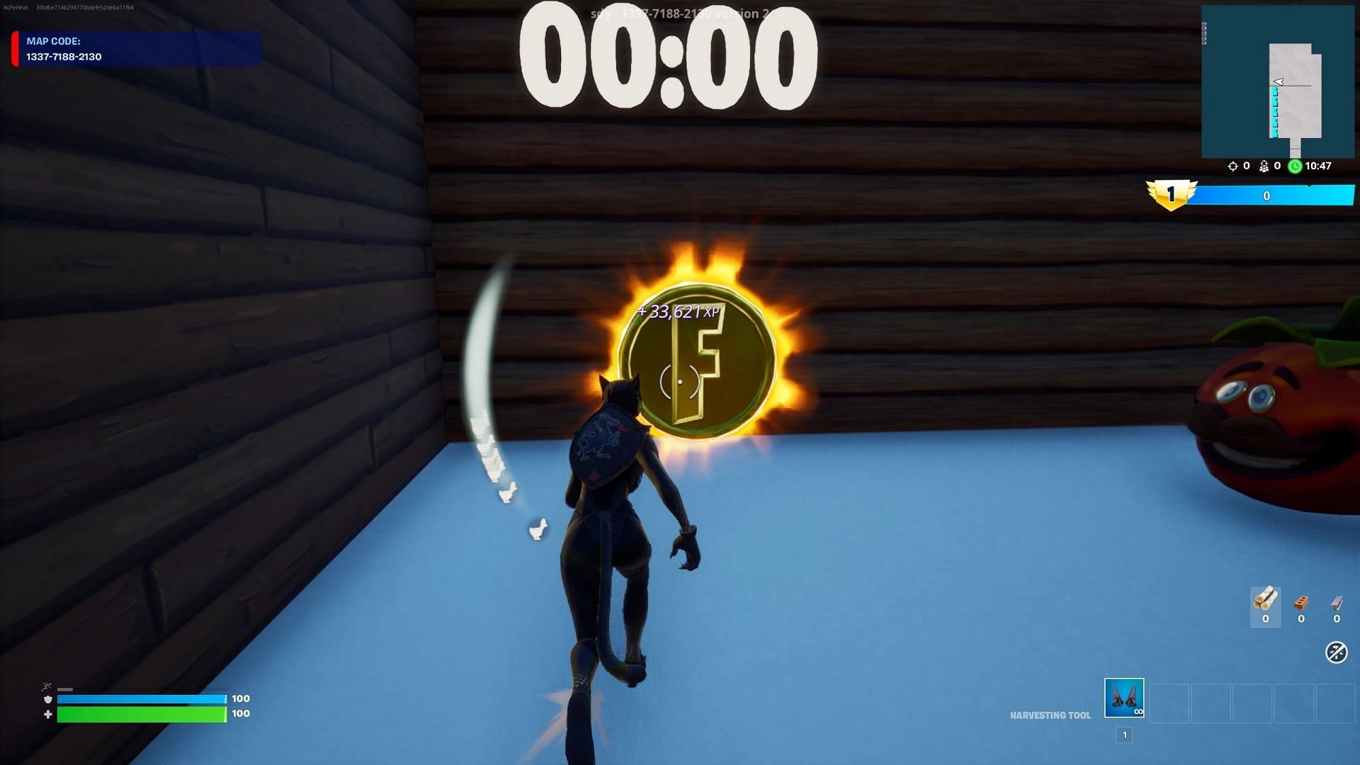 The Fortnite XP map has a gold coin which you need to pick up (Image via Epic Games)