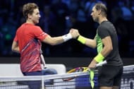 Casper Ruud and Rafael Nadal pictured at the 2022 Nitto ATP Finals.