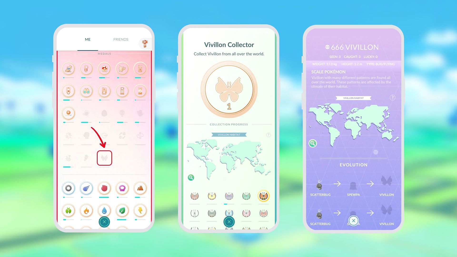 Vivillon Collector medal and sub-medal (Image via Niantic)