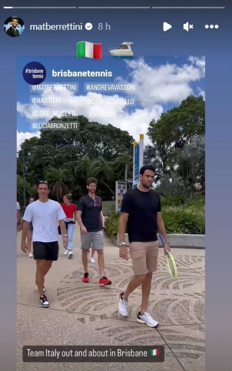 Matteo Berrettini&#039;s Instagram story