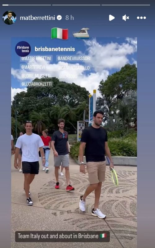 Matteo Berrettini's Instagram story