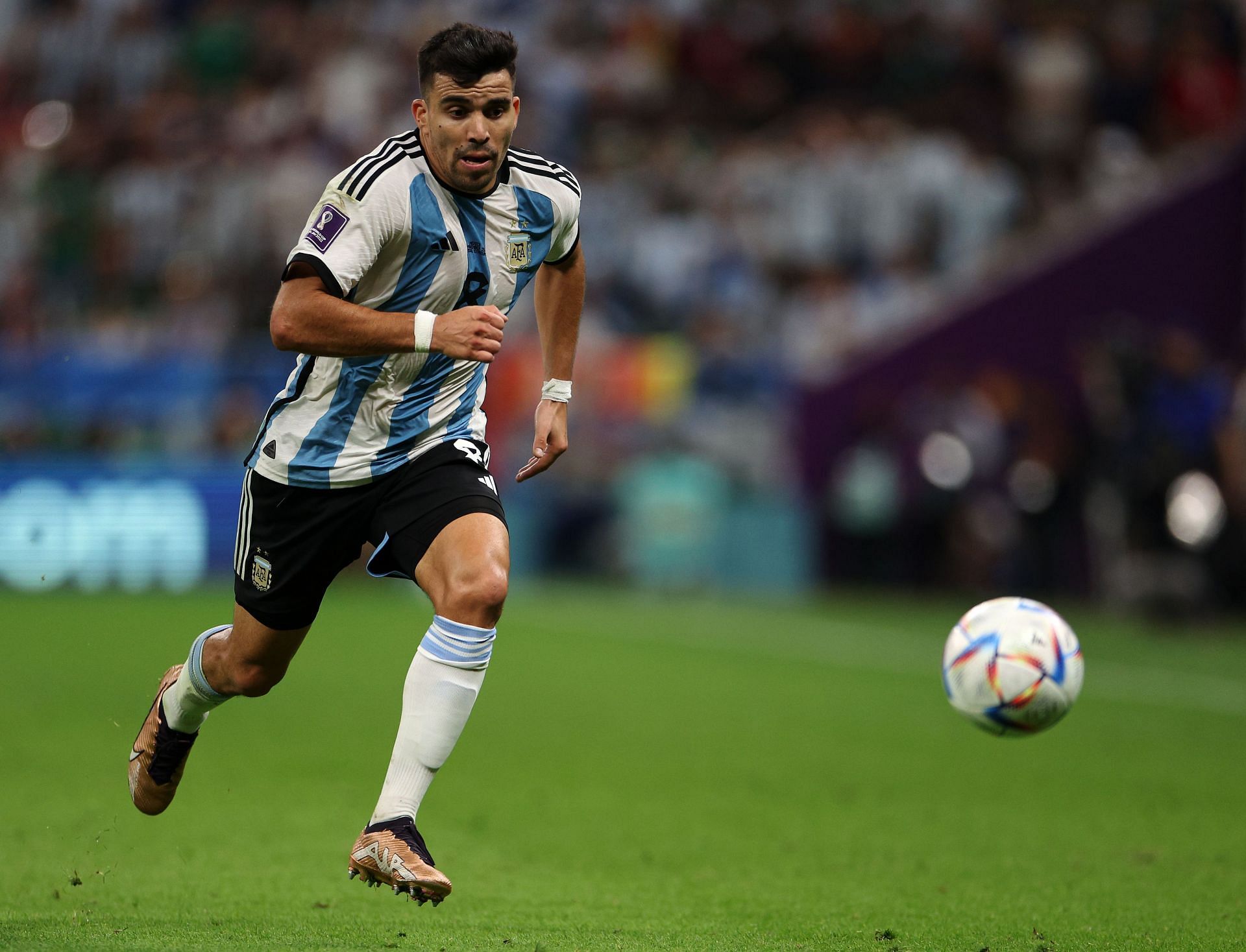 Marcos Acuna runs with the ball against Mexico: Group C - FIFA World Cup Qatar 2022