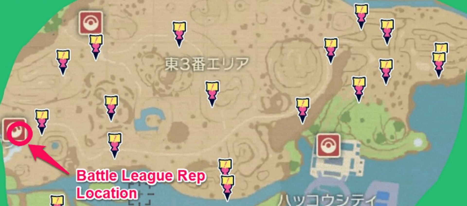 A map with some all trainer locations (Image via Game Freak)
