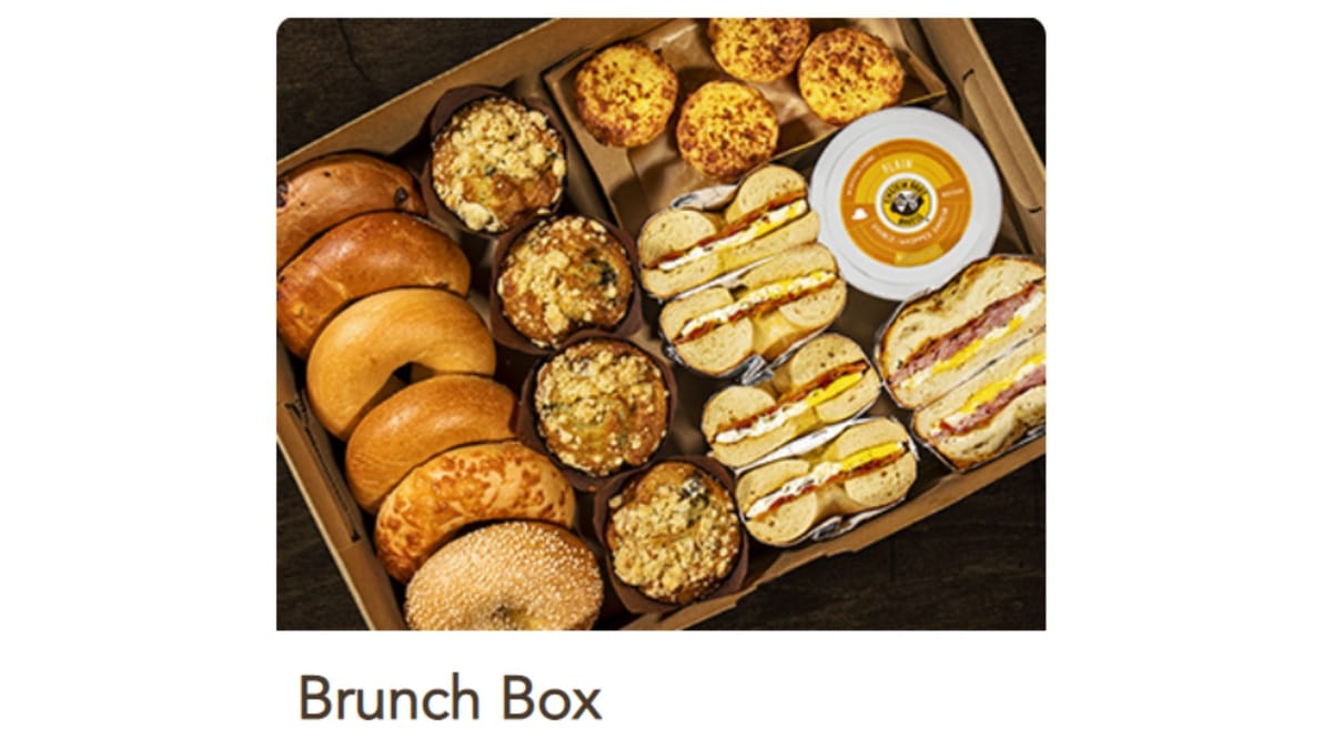 Einstein Bros "Good for Groups" breakfast boxes Selections, items, and