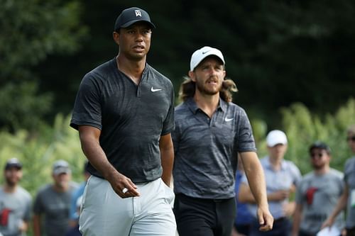 Tommy Fleetwood and Tiger Woods at The Northern Trust - Round Two (Image via Gregory Shamus/Getty Images)