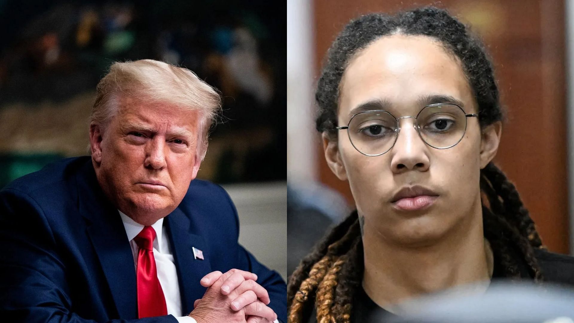 Donald Trump previously called Brittney Griner &quot;potentially spoiled.&quot; (Image via Erin Schaff/Getty, Kirill Kudryavtsev/Getty)